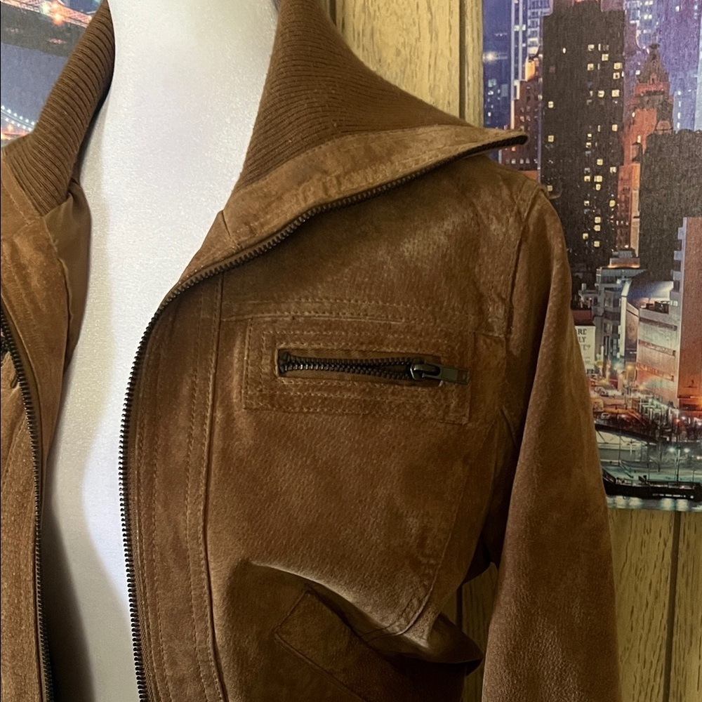 Brown Suede Women's Jacket - Picture 3 of 17